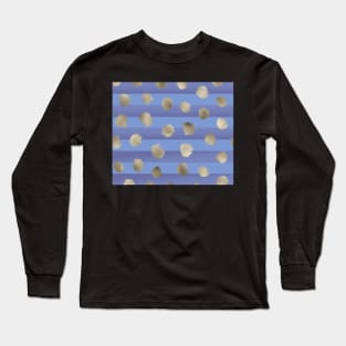 Classic golden dots on blue stripes Long Sleeve T-Shirt